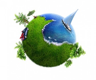 Conceptual Symbol of a Green Earth Globe Graphics