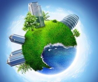 Conceptual Symbol of a Green Earth Globe Graphics