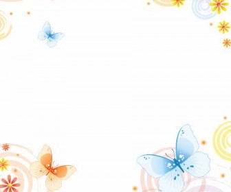 Abstract Flower with Butterfly Vector Background