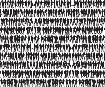 Free Big Collection of People Silhouettes Vector Graphic