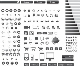 Small Vector Icons and Buttons for Web Design