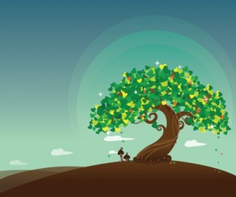 Wish Tree Vector Illustration