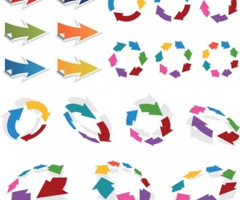 Colorful 3D Vector Arrows Set