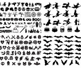 Halloween Silhouette Elements Vector Collection