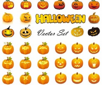 Halloween Pumpkins Mixed Mega Vector Collection