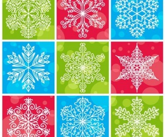 Snowflakes with Colorful Christmas Background Vector Collection