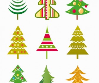 Christmas Tree Vector Illustration Set