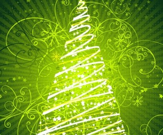 Abstract Floral Christmas Tree Vector Graphic