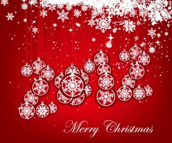 Abstract Christmas Balls with Snowflake Background