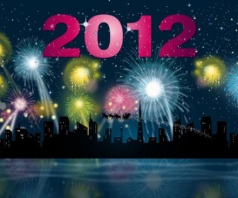 2012 Fireworks Party Night Vector Graphic