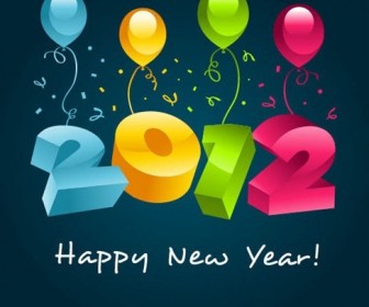 New Year 2012 with Colorful Balloon