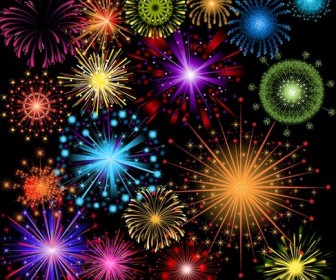 Brightly Colorful Vector Fireworks