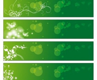 Green Floral Banners Vector