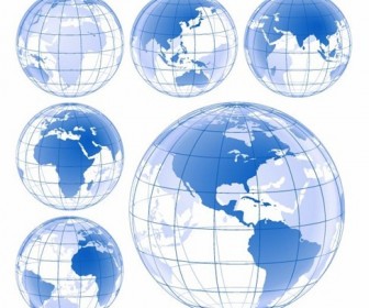 Blue Earth Globe Vector Set