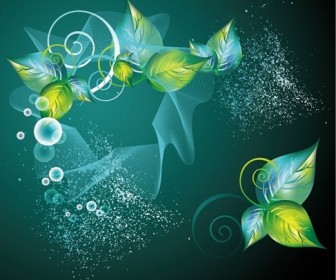 Abstract Green Swirl Floral Vector Background