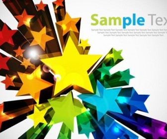 Colorful 3D Stars Vector Background