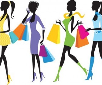 Fashion Shopping Girls Illustration