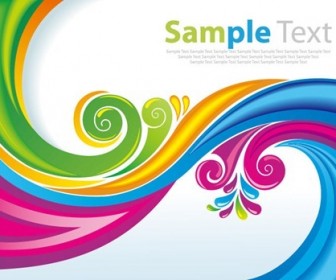 Rainbow Floral Swirls Vector Art