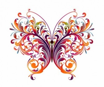 Abstract Floral Butterfly Vector Graphic