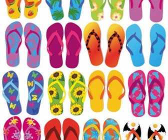 Colorful Flip Flops Vector Set