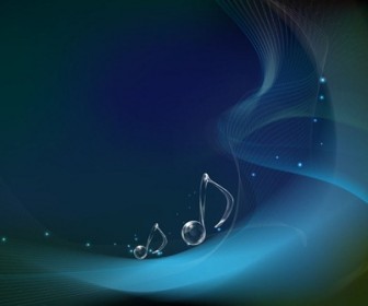 Vector Musical Notes on Wave Background