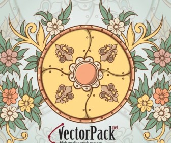 Shield and Floral Vector Element