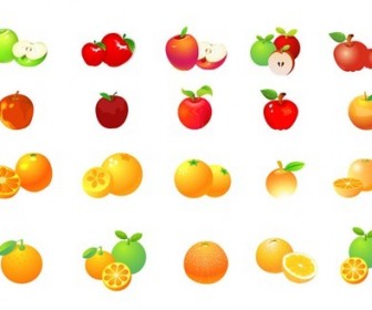 Apple and Orange Vector Graphic Set