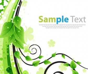 Green Floral Greeting Card Vector Illustration