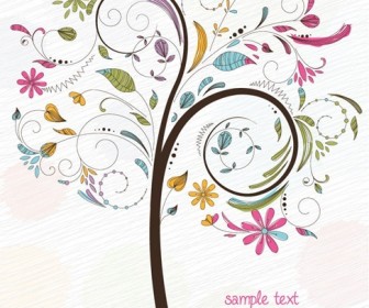 Abstract Swirl Floral Tree Vector Graphic