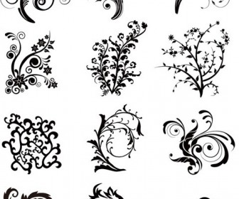 Floral Curves Vector Set