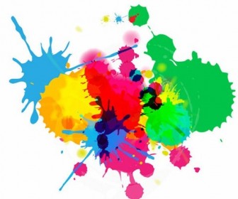 Colorful Bright Ink Splashes on White Background