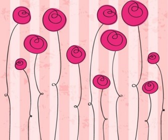Abstract Hand drawn Romantic Flowers Vector Graphic
