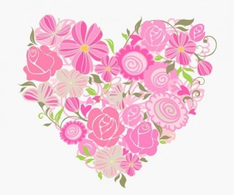 Pink Floral Heart Vector Graphic