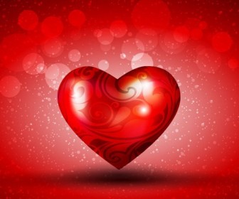 Red Heart over Bright Background