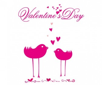 Romantic Card with Birds in Love