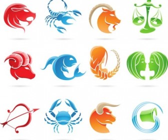 Set of 12 Zodiac Signs Vector Graphic