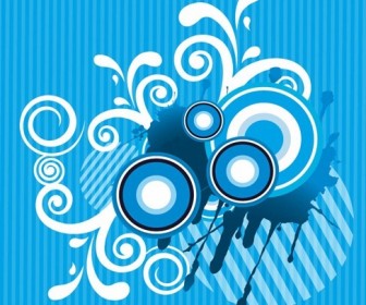 Abstract Floral with Sound Blue Background