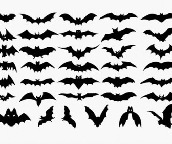 Vector Set of Halloween Bat Silhouette