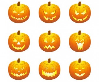 Vector Halloween Pumpkin Emoticons