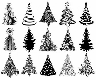 Set of Christmas Trees Vector Graphic