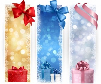 Vector Christmas Illustration with Three Different Vertical Banners