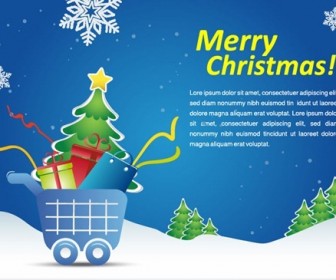 Christmas Shopping Cart Vector Illustration