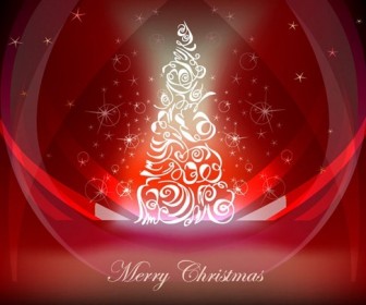 Abstract Floral Christmas Tree Vector Background