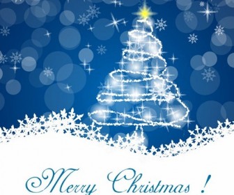 Christmas Tree with Star and Decoration in Blue