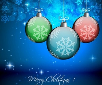Vector Winter Background with Beautiful Christmas Balls