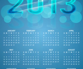 2013 Calendar Bright Colorful Blue Vector Background