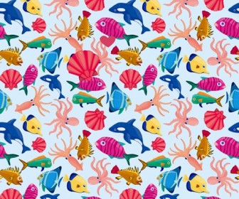 Seamless Background with The Fishes in The Sea