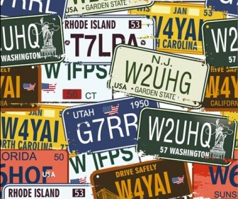 Vintage License Plates Vector Set