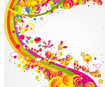 Free Abstract Happy Cute Rainbow Color Vector Illustration