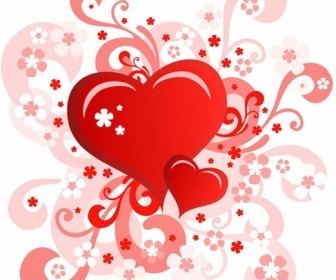 Valentine's Day Card with Swirl Floral Heart Design